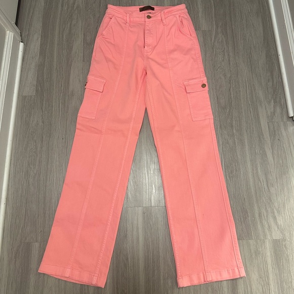 Judy Blue Pink Straight Leg Women's Cargo Jeans Size 5/27 - Picture 4 of 9